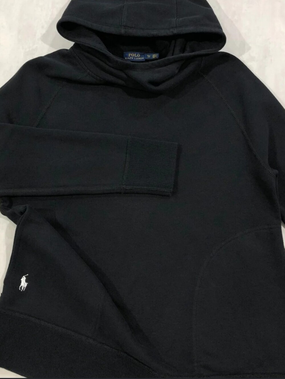 POLO Ralph Lauren Men's Tube Neck Pullover Hoodie Sweatshirt Black White Pony L